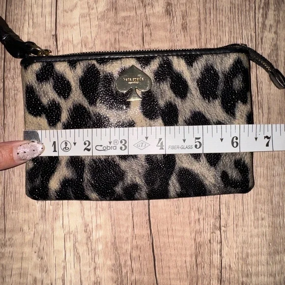 Kate Spade Leopard Wristlet Animal Print Y2K Glam Small Zip Pouch Bag - Picture 8 of 9